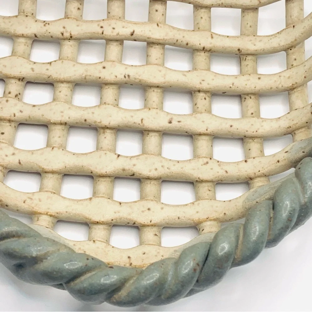 Rustic Handmade Pottery Ceramic Heart Dish Bowl – Lattice Design